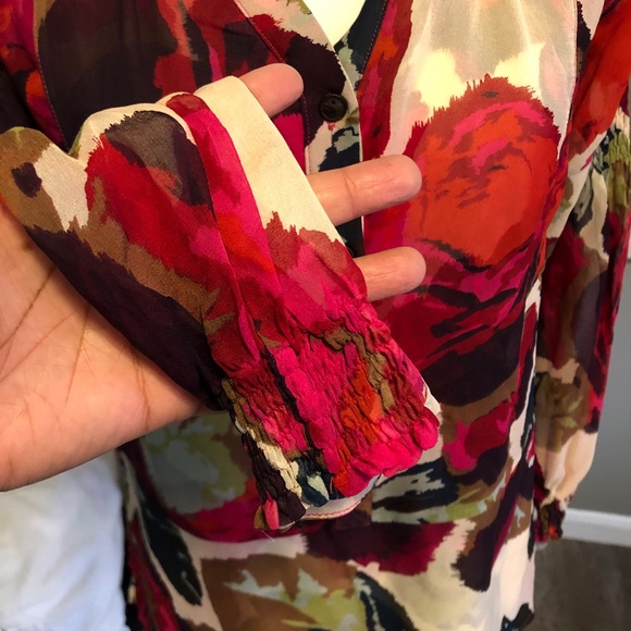 DVF Neala Maasai Floral Motif Silk Blouse 0 - Picture 7 of 11